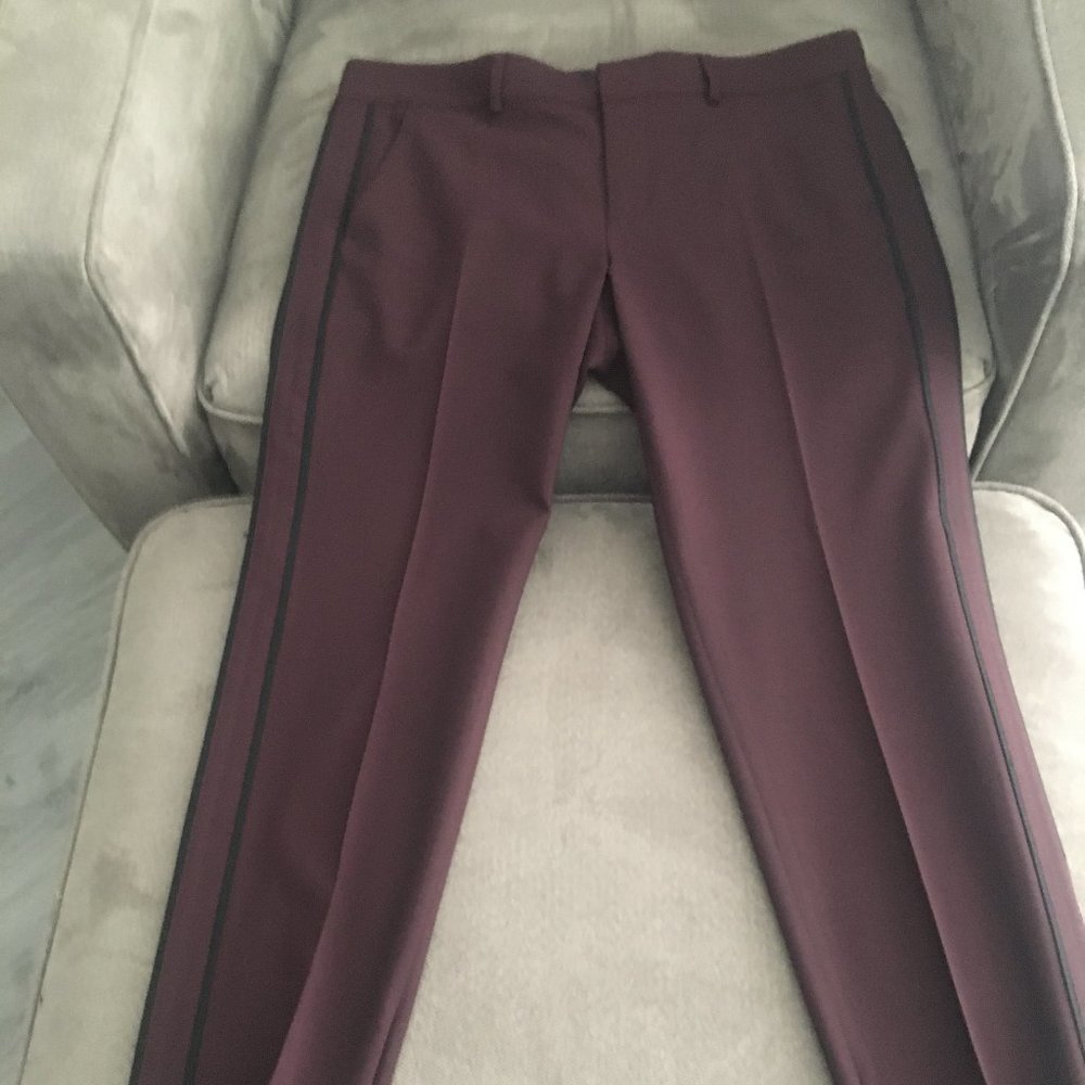 Vince Cropped Burgundy Tuxedo Trousers SZ 6